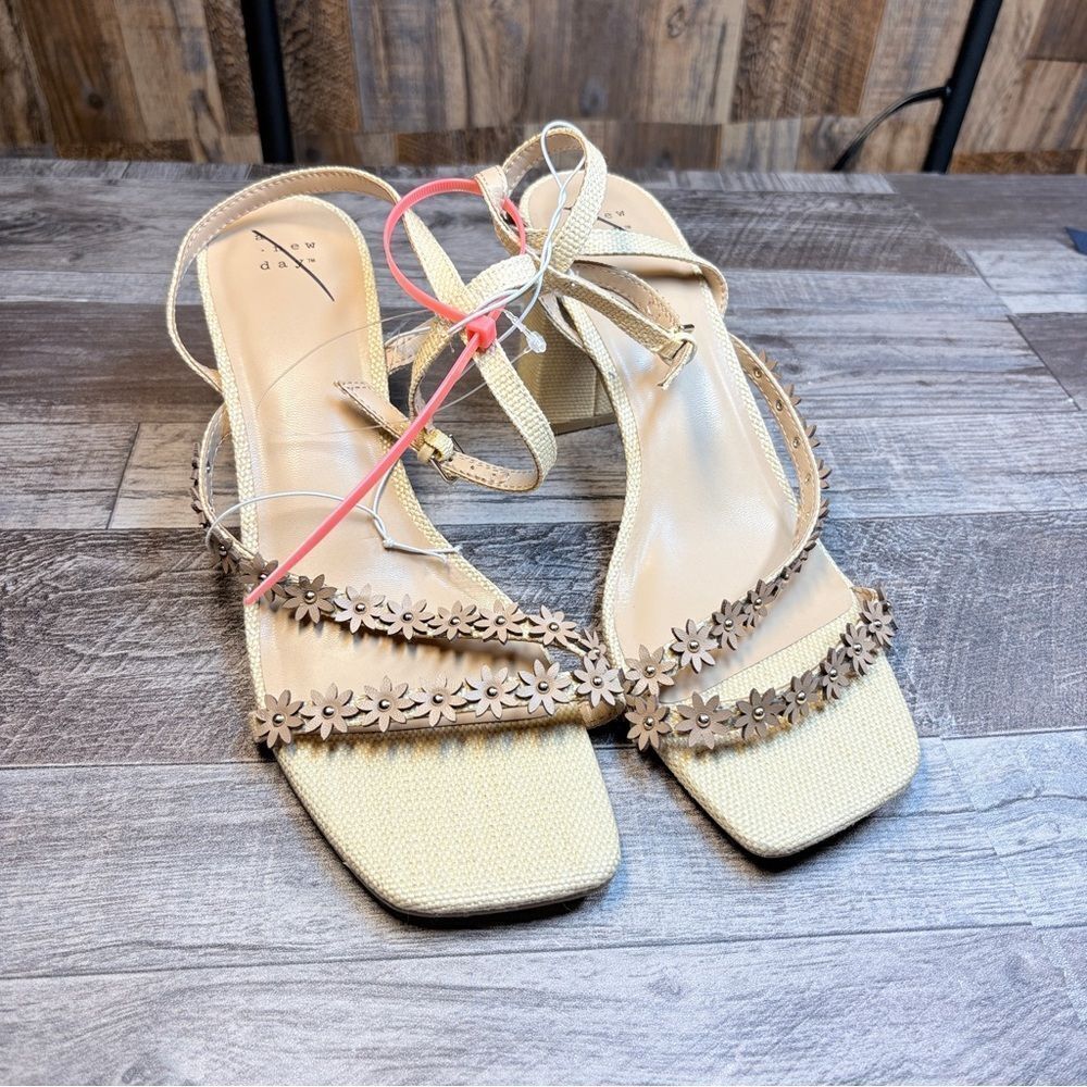 A new day  Tan Floral Sandals